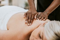 Shoulder massage and spa, self-care photography