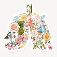 Flower lungs, clean air, health, aesthetic illustration