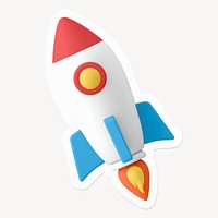 3D rocket, cute illustration, off white design