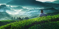 Farmer at tea plantation in Malaysia.