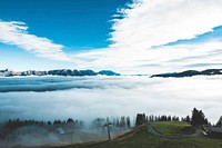 Blanket of clouds over Salzburger Land in Austria