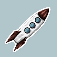 Vector vintage cartoon rocket sticker