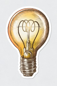 Psd light bulb vintage cartoon sticker