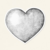 Psd heart cartoon sticker sketch style
