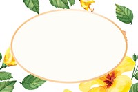 Gold oval hibiscus flower frame design resource