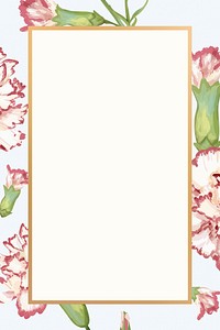 Gold rectangle carnation flower frame design resource