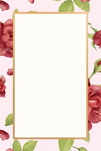 Gold rectangle rose flower frame design resource