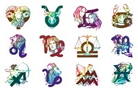 Gradient astrological signs psd horoscope symbol