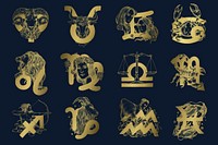 Gold astrological signs vector horoscope symbol