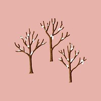 Trees in winter psd illustration collection