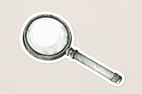 Hand drawn retro magnifying glass sticker