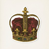 Hand drawn royal crown sticker on cream background