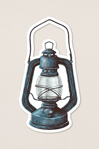 Hand drawn retro lantern sticker