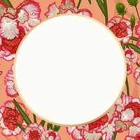 Gold round carnation flower frame design resource