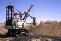 Stripping and stockpiling overburden materials, July 1970. Original public domain image from Flickr