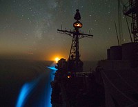 The guided-missile cruiser USS Princeton (CG 59) transits the Strait of Hormuz Oct. 22, 2017.