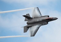 U.S. Air Force Capt. Andrew “Dojo” Olson, F-35 Demonstration Team pilot and commander, performs a dedication pass during the Melbourne Air and Space Show in Melbourne, Fla., March 30, 2019.