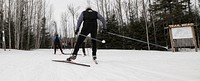 Skiers are able to perform both the skate and classic styles of cross-country skiing, day and night, in and around the stadium area of the Pincushion trail system in the U.S. Department of Agriculture (USDA) Forest Service (FS) Superior National Forest (NF) region near Grand Marais, Minnesota, on Feb 27, 2018.