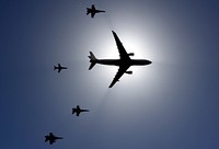 A formation of Royal Australian Air Force aircraft fly over Avalon Airport at Geelong, Victoria, Australia, Feb. 25, 2019.