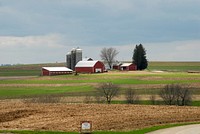 A family farm sits on small knoll in La Crosse, Wisconsin on April 25, 2008.