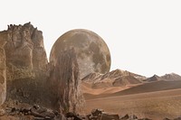 Sci-fi mars landscape border, surreal nature image psd