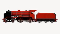 Red train sticker, vehicle isolated image psd