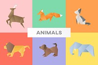 Origami animals geometric psd cut out side view collection