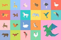 Origami animals paper craft cut out set