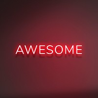 AWESOME neon word typography on a red background