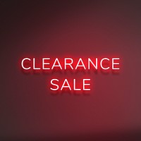 CLEARANCE SALE neon word typography on a red background