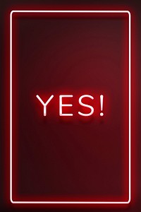 YES neon word typography on a red background