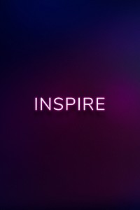 INSPIRE neon word typography on a purple background