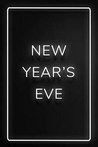 NEW YEAR'S EVE neon word typography on a black background