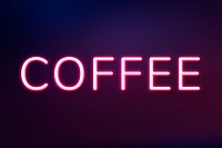 Retro purple coffee word neon typography