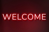 Glowing welcome text neon typography