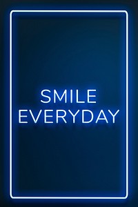 Retro smile everyday blue frame neon border text