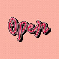 Colorful Open psd word illustration pink sticker