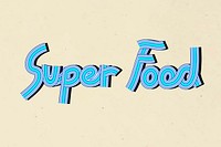 Retro super food vector doodle text typography