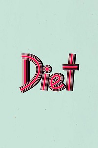 Diet text psd health word concentric font typography hand drawn