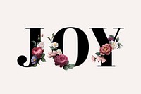 Floral joy word typography on a beige background