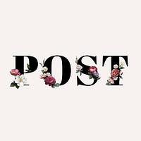 Floral post word typography on a beige background