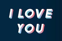 Isometric word I love you typography on a black background vector