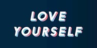 Isometric word Love yourself typography on a black background vector