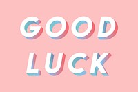 Isometric word Good luck typography on a light pink background vector