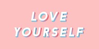 Isometric word Love yourself typography on a millennial pink background vector