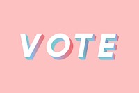 Isometric word Vote typography on a millennial pink background vector