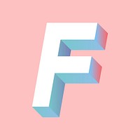 Isometric alphabet letter F typography vector