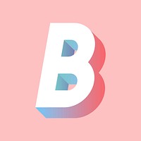 Isometric alphabet letter B typography vector