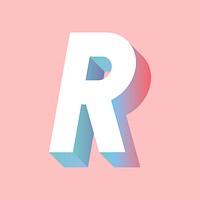 Isometric alphabet letter R typography vector