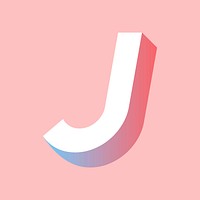 Isometric alphabet letter J typography vector